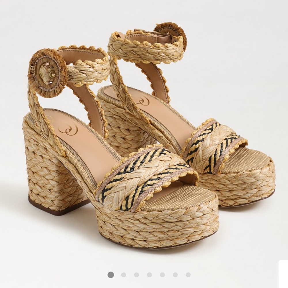 NWOB Sam Edelman Iliana Sandal in Dark Natural Multi Raffia Size 6.5